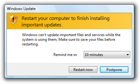 Windows Update rebooting